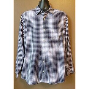 Banana Republic Mens Non-Iron Classic Fit - Purple Checked  Shirt | XL, 17/17.5